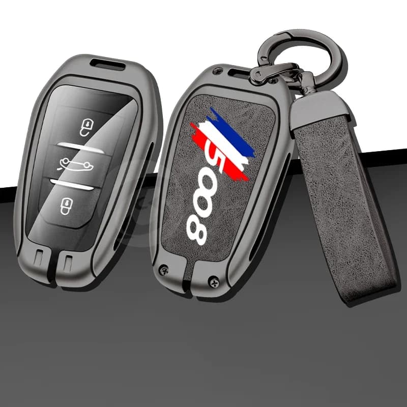 Étui pour clé de voiture en cuir en alliage de Zinc, coque porte-clés pour Peugeot 5008, sac de clé protégé, porte-clés automatique,