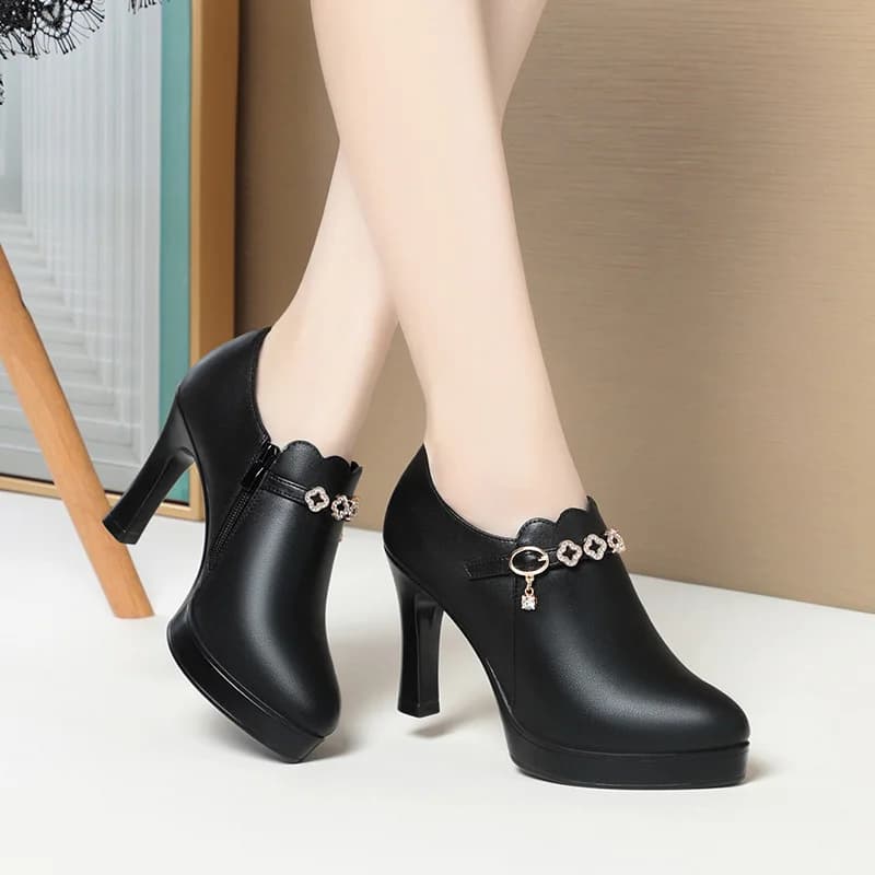 Chaussures simples à talons hauts confortables, à la mode et polyvalentes, bouche profonde, semelle souple, côté souple, printemps et automne
