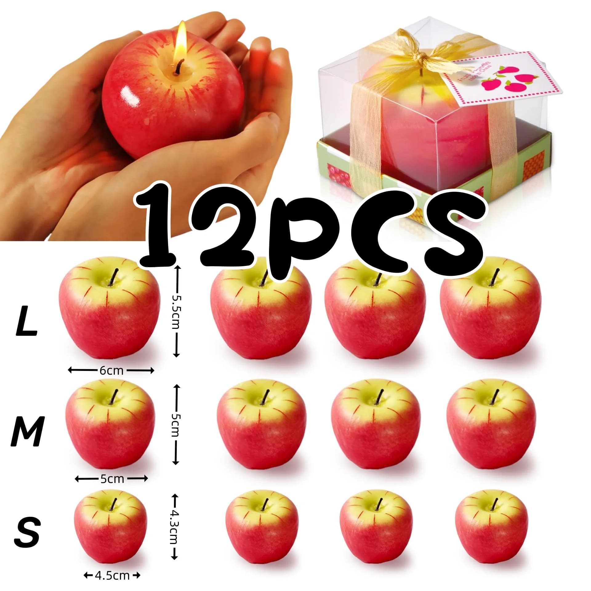 Bougies parfumées en forme de pomme, ensemble de bougies parfumées sans fumée longue durée pour décoration de noël et du nouvel an, cadeau