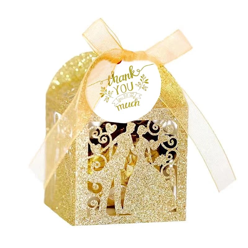 Boîte à bonbons en papier pailleté, 50/100/200 pièces, boîte d'emballage pour fête de la mariée et du marié, saint-valentin, petit cadeau au