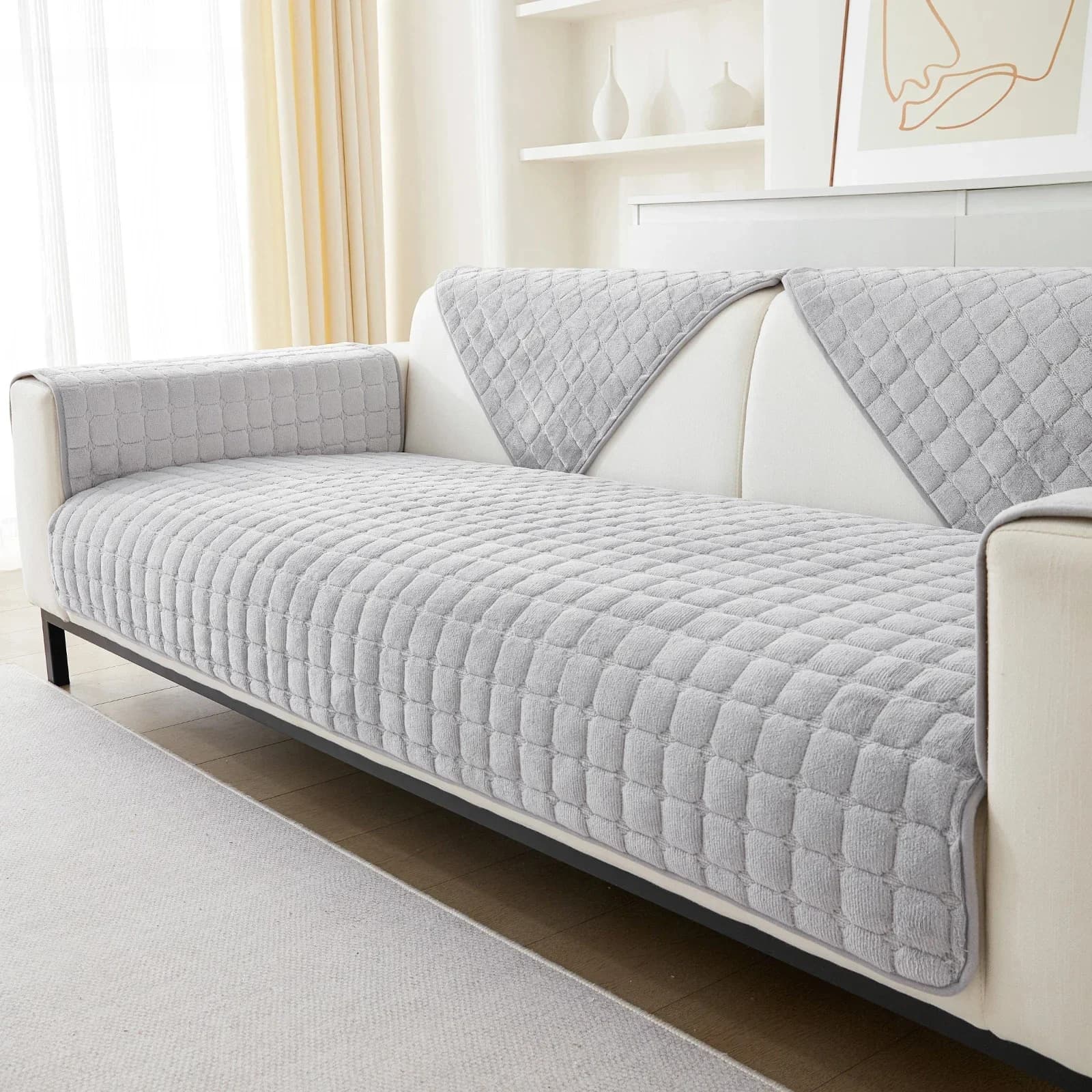 Juste de canapé en velours antidérapant épais, housse de canapé en glouton, plaid en peluche pour salon, protecteur de meubles imperméable chaud