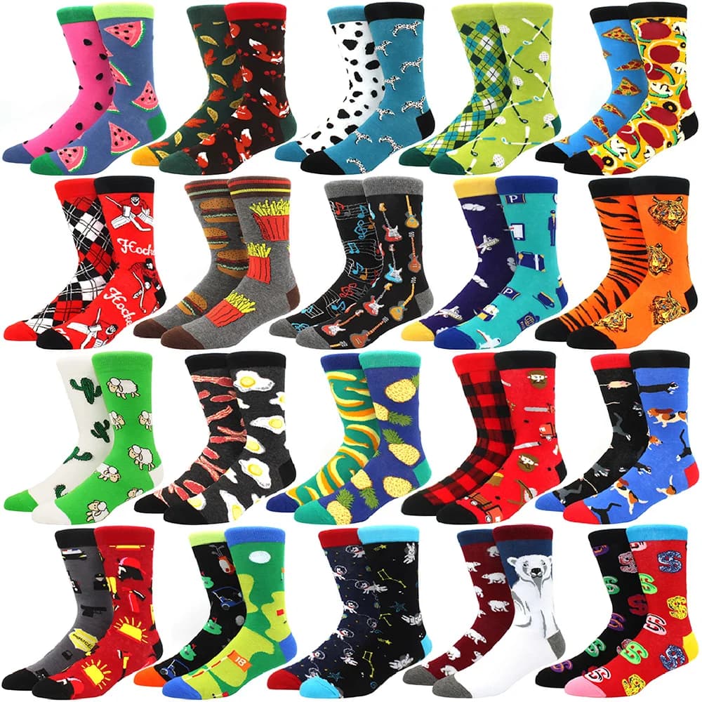 Chaussettes en coton peigné de haute qualité, motif alimentaire, Tube Long, chaussettes amusantes et heureuses pour hommes, nouveauté, équipage de