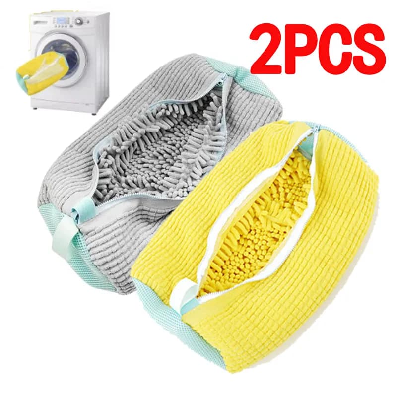 Sac de lavage de chaussures, 1/2 pièces, sac à linge en coton, fermeture à glissière, sac de nettoyage de chaussures, sac à linge amical, sacs de