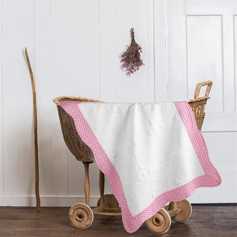 Couette matelassurera monogramme en coton pour bébé, patchwork en relief, couverture festonnée pour enfants, quatre saisons