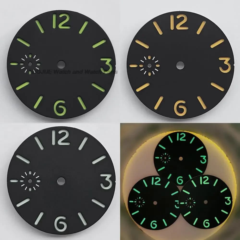 Pièces de montre cadran de montre 36mm Sandwich à Double pont cadran noir vert lumineux pour eta6497 6498 ST3600 outils de réparation de