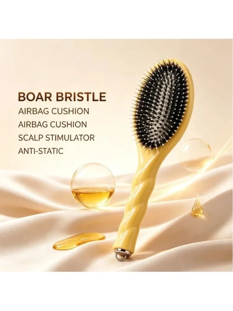 Peigne de massage en poils de sanglier de haute qualité, très vendu, avec coussin d'air, couleur macaron, grande taille, pour tous types de cheveux