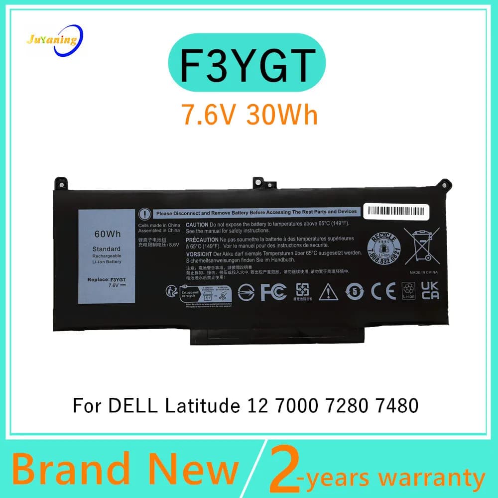 F3YGT batterie d'ordinateur portable pour Dell Latitude 12 13 7000 7280 7290 7380 7390 14 7480 7490 E7280 E7380 E7480 E7290 E7390 E7490 2X39G