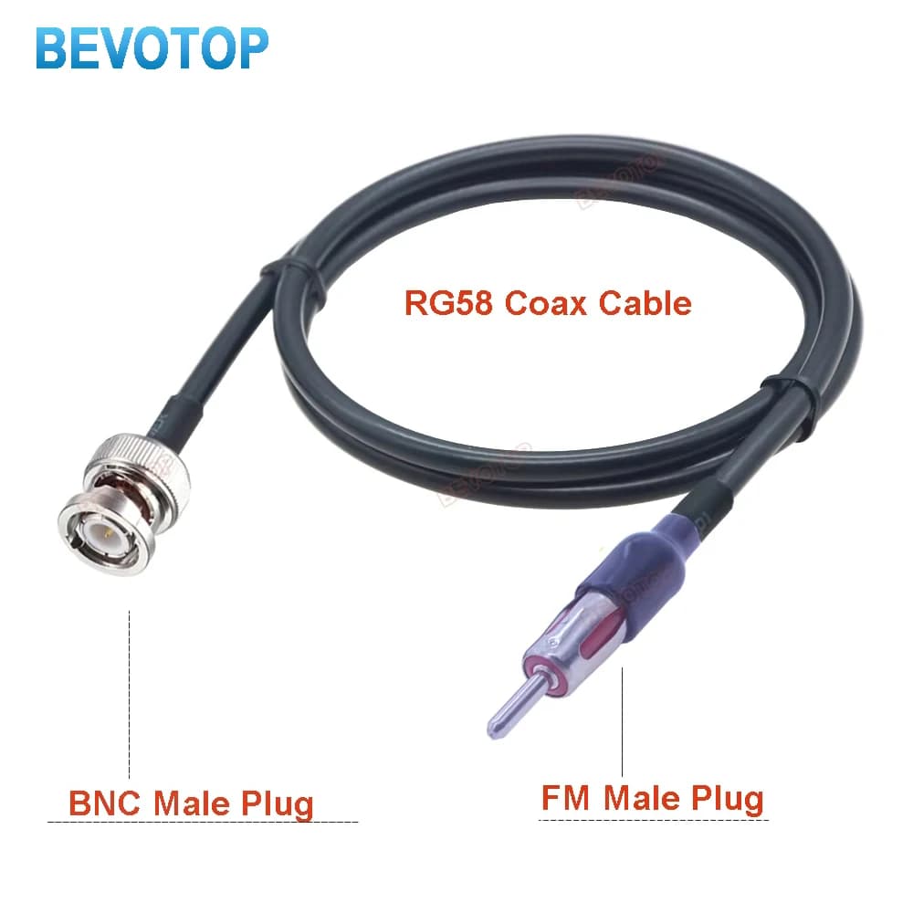 BEVOTOP RG58 BNC vers FM câble BNC mâle vers Din AM FM prise mâle 50 Ohm RG-58 RF Coaxial Pigtail cavalier adaptateur d'antenne Radio
