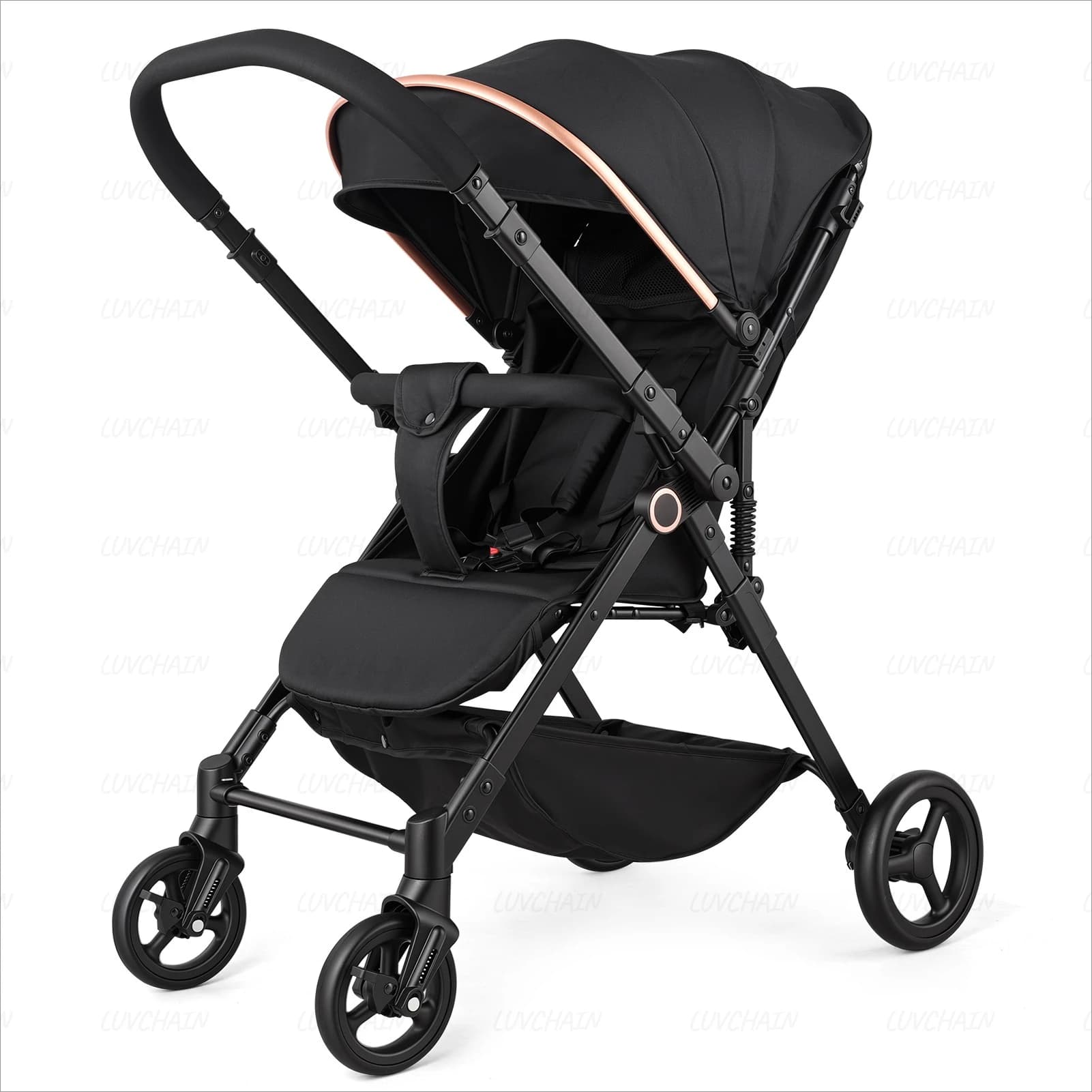 Poussette d'extérieur légère pliable et réversible, poussette portable pour bébés de 0 à 3 ans, vue haute, absorption des chocs