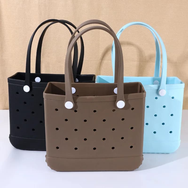 XL sacs de plage EVA caoutchouc paniers de rangement imperméables mode voyage Shopping sac à main femmes épaule couleur unie fourre-tout sac de