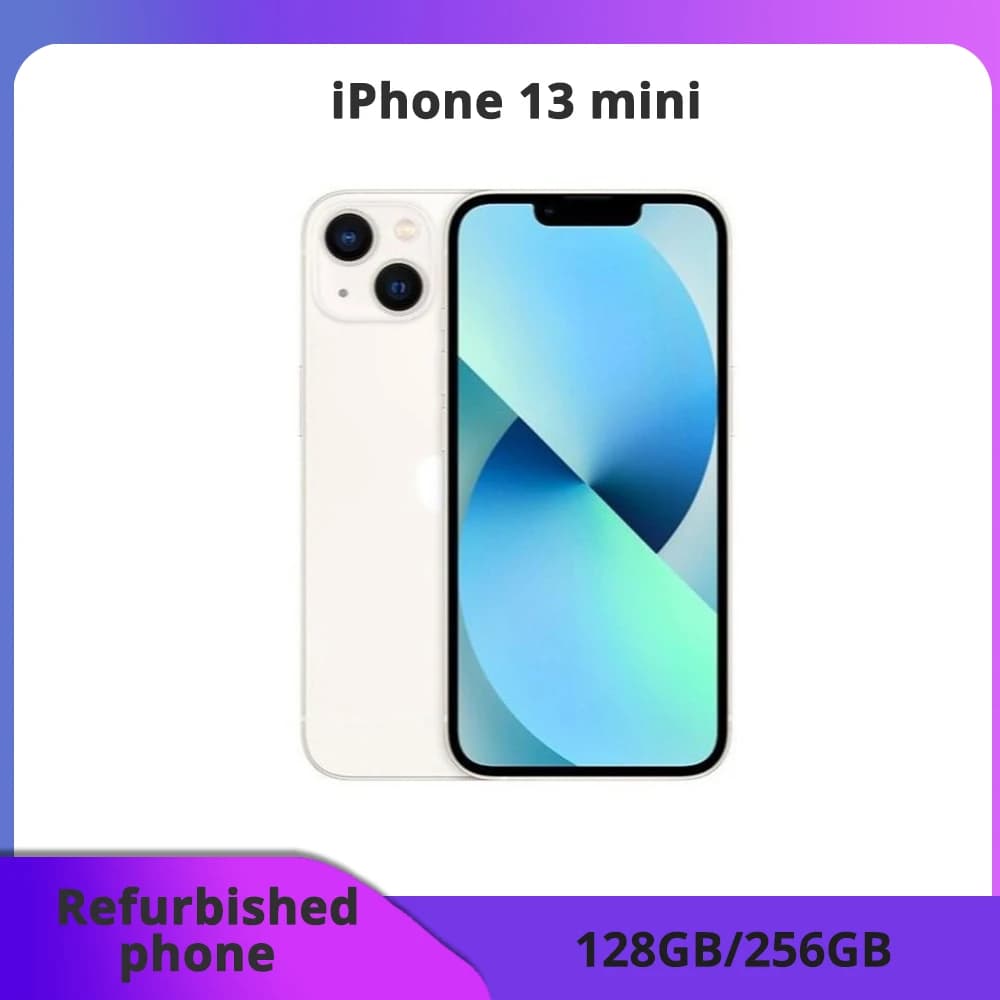 iPhone 13 Mini 5G reconditionné – Smartphone avec Face ID, 4 Go de RAM, 128/256 Go de stockage, écran 5,4'', processeur A15 Hexa-Core –