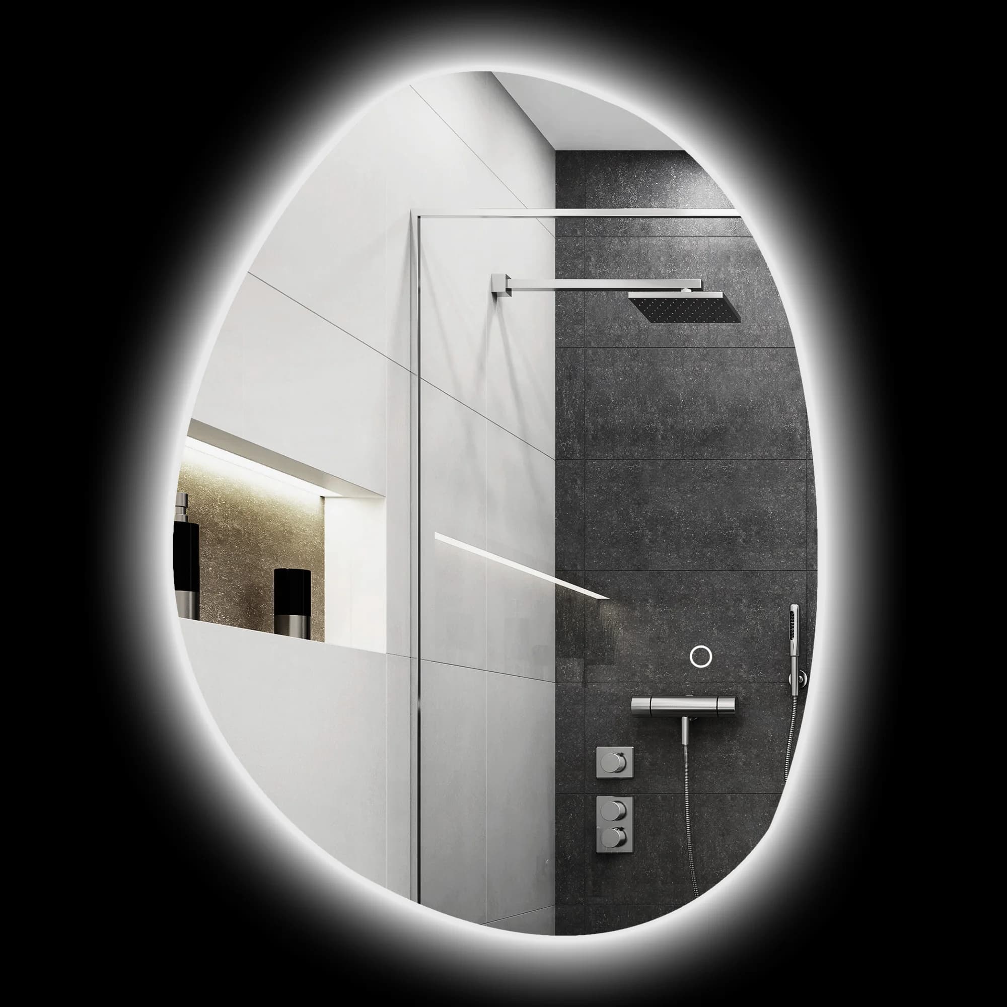Homcom Miroir de salle de bain avec lumière LED 3 couleurs de lumière luminosité réglable fonction antibuée fonction mémoire Ip44