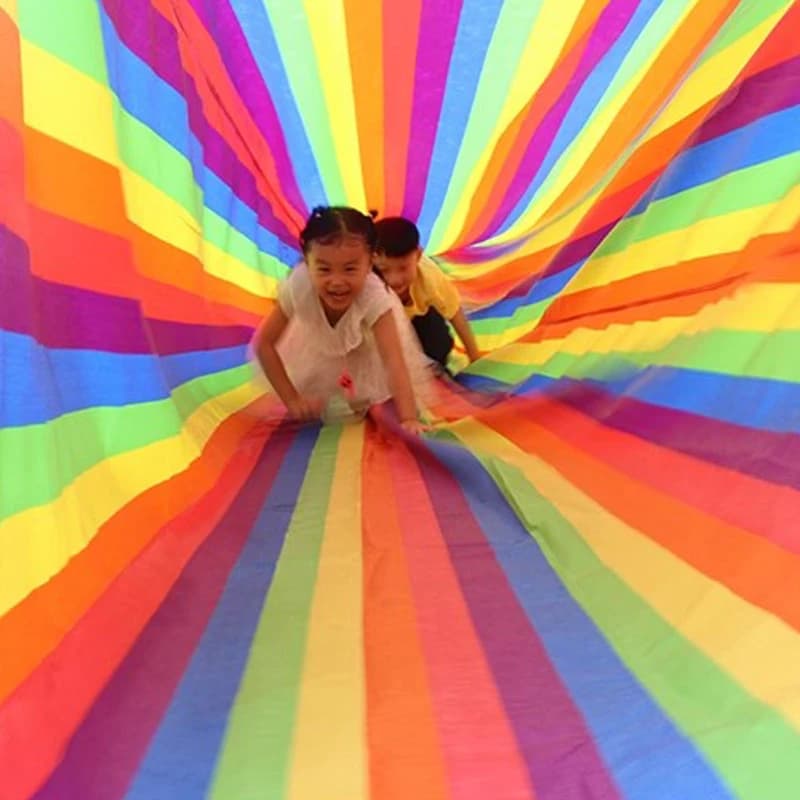 Tunnel arc-en-ciel 8M 5M 3M pour enfants, jeu rampant, amusant pour la maternelle, jeux d'intérieur et d'extérieur, jouets d'intégration