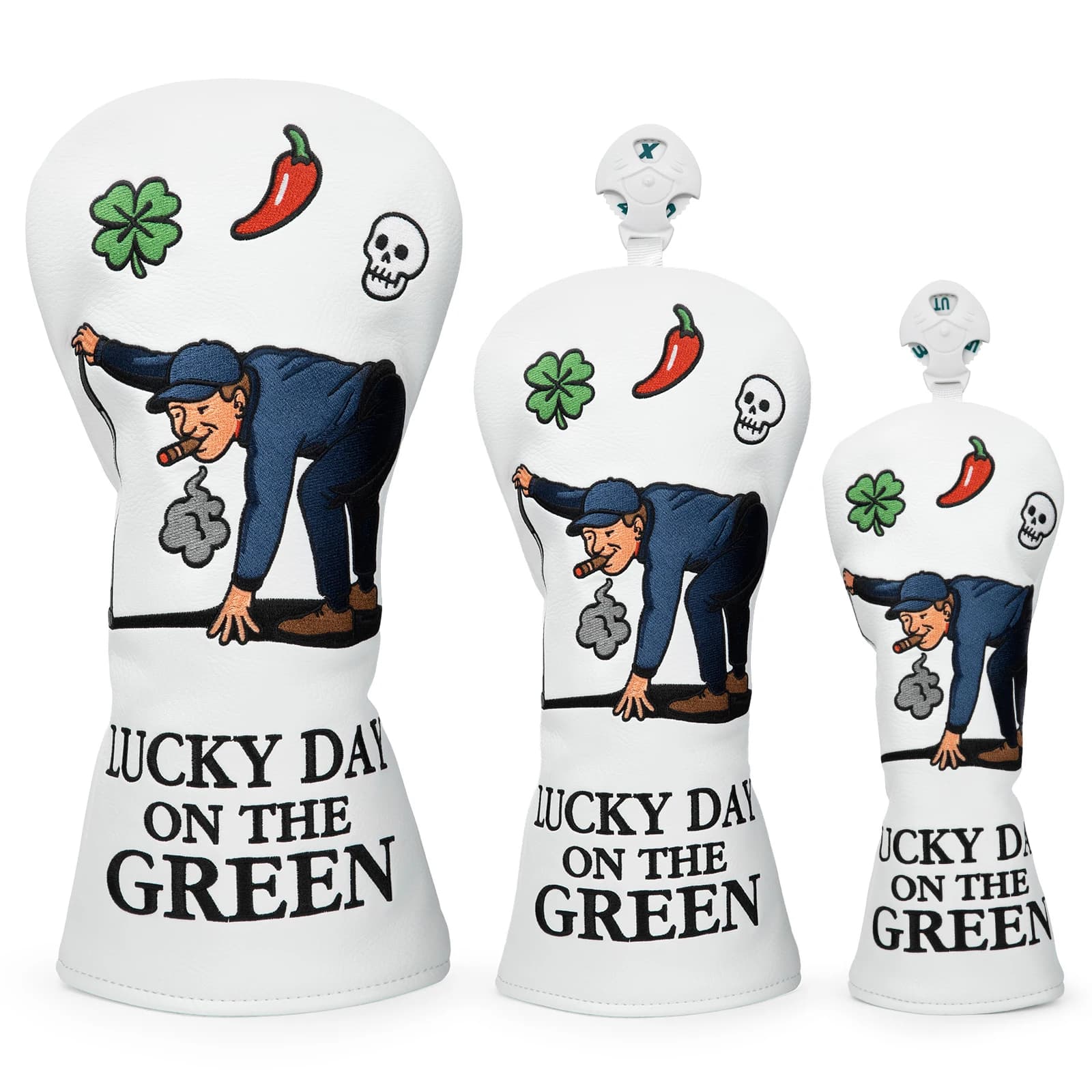 Housses de clubs de golf Lucky DAYON The Green, broderie exquise, housses pour driver, housses pour bois de fairway, housses pour hybrides, housses de