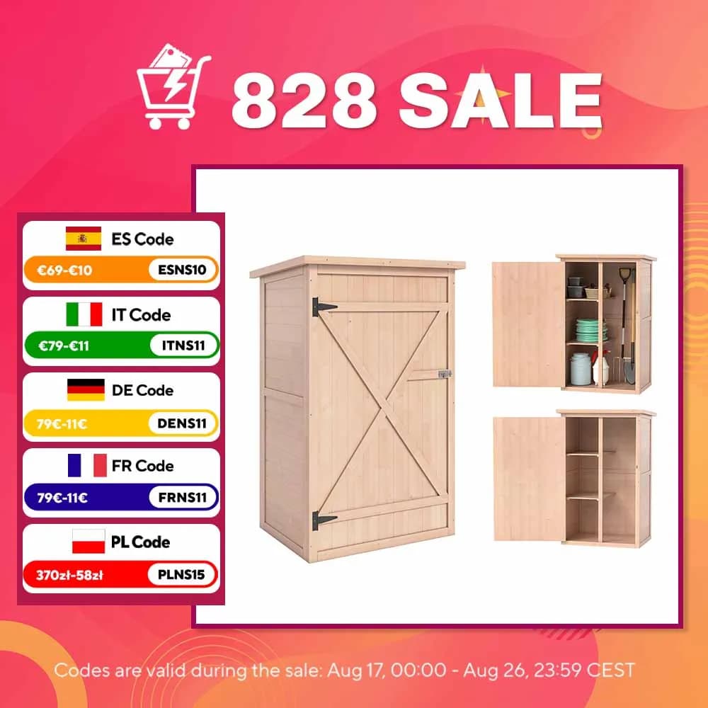 Abri de jardin en bois Outsunny avec 2 étagères et toit en asphalte 75x56x115 cm