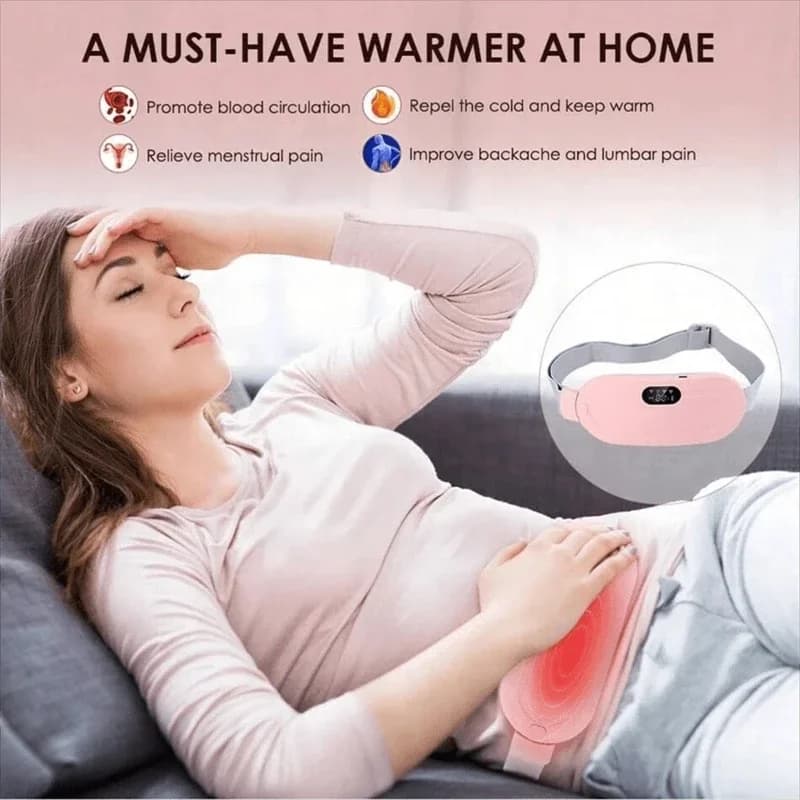 Ceinture chauffante électrique pour femmes, masseur vibrant pour les crampes menstruelles, soulage l'inconfort, coussin chauffant ajustable pour la