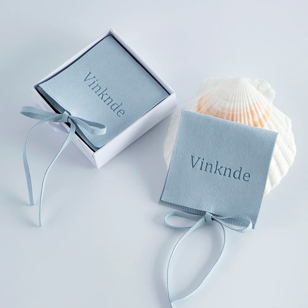 Poudres de Bijoux en Microcarence avec Logo Personnalisé, Petits Sacs Cadeaux avec Corde, Emballage de Bonbons, Faveurs de Mariage, 8x8cm, 50 Pièces