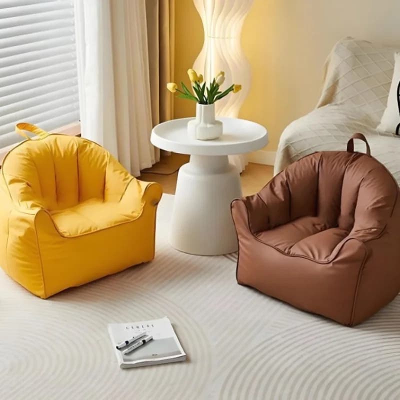 Canapé citrouille pour enfants, fauteuil inclinable, pouf, siège unique, housse amovible et lavable, anti-rayures, jaune
