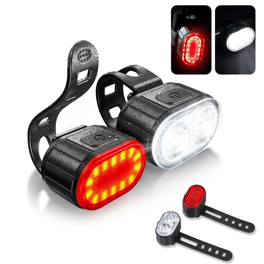 Lumières de vélo rechargeables USB, lampe d'avertissement de sécurité pour l'extérieur, lampe de poche étanche pour vélos de montagne et de