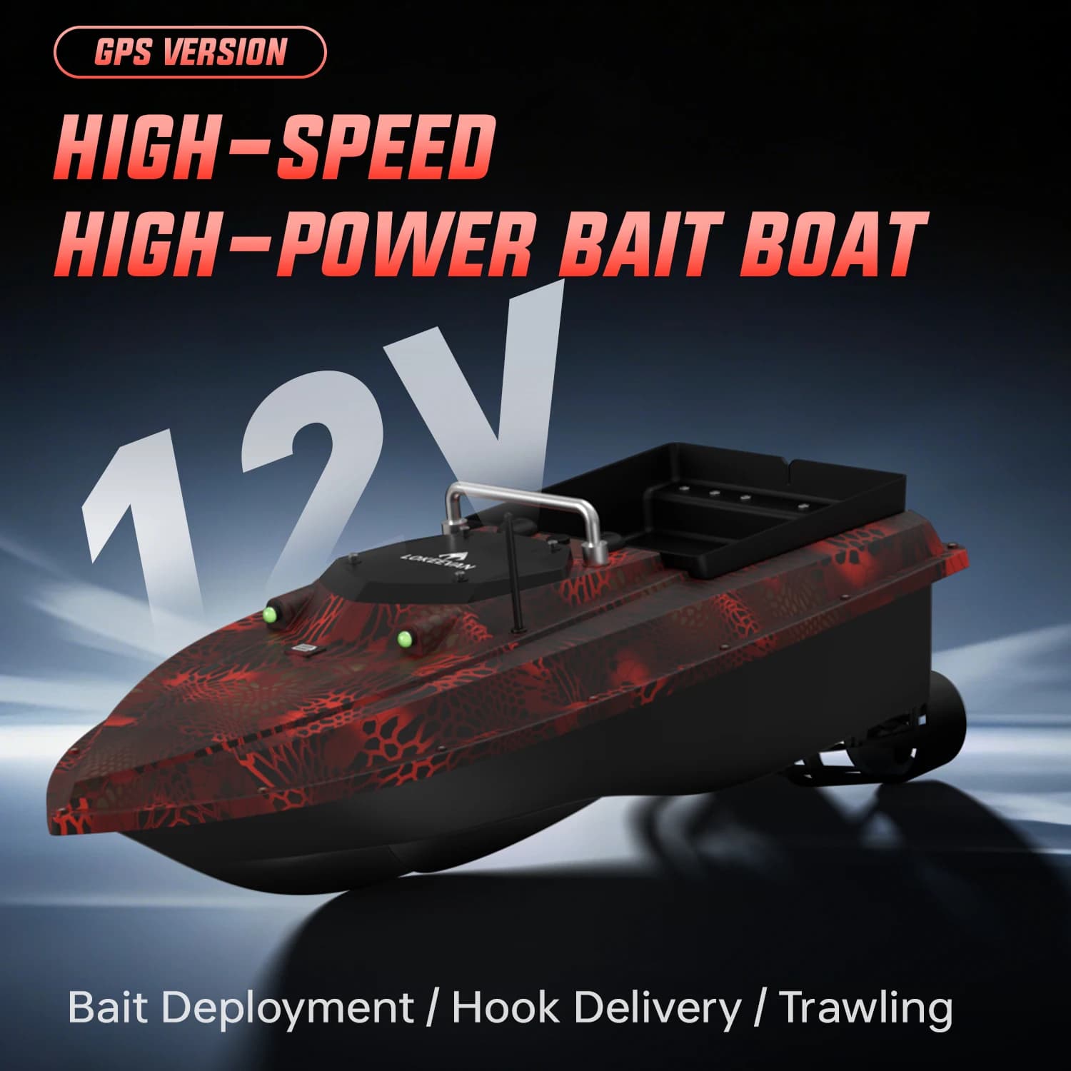 LOKEEVAN 2026 NOUVEAU Bateau de pêche D80E 46800mAh 12V Système de positionnement double GPS+Beidou Sonar Capteur de profondeur et de température