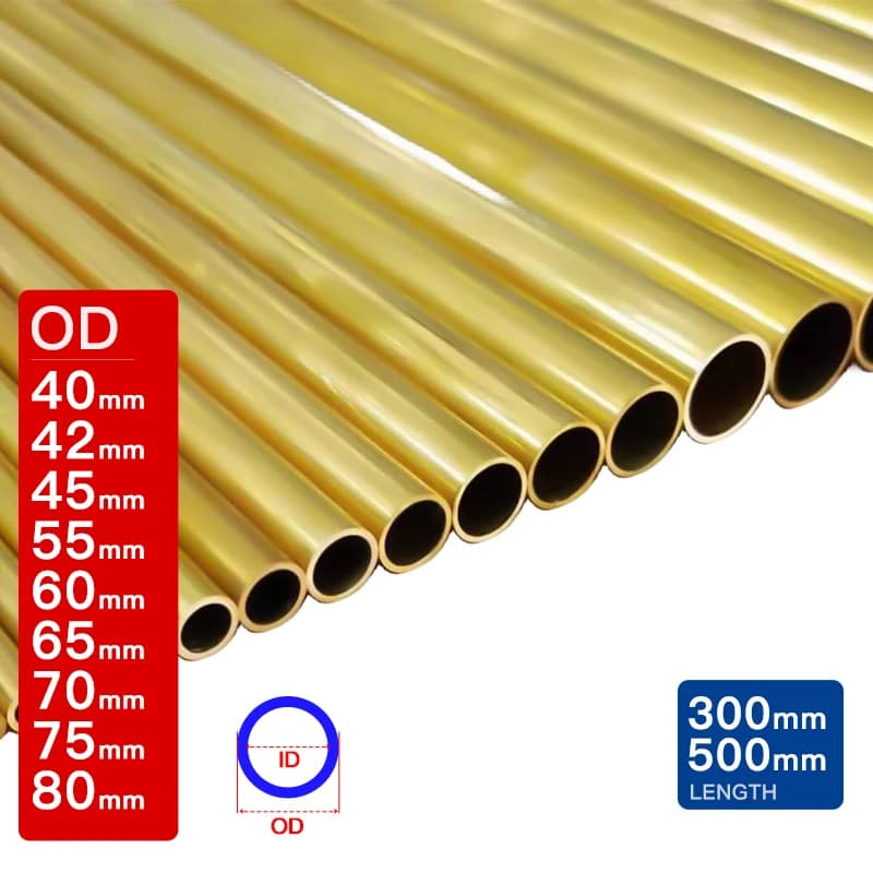 Tube en laiton, diamètre extérieur 40-80 mm, tube droit, longueur 300 mm 500 mm, diamètre extérieur 40 42 45 50 55 60 65 70 75 80 mm