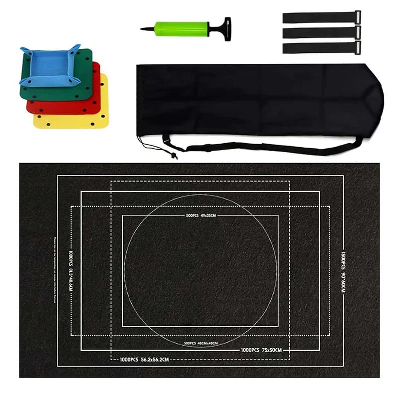 Tapis de rangement pour Puzzle, 1000/2000/3000 pièces, planche de Puzzle enroulable, couverture de rangement en feutre, gris noir, sac Portable de