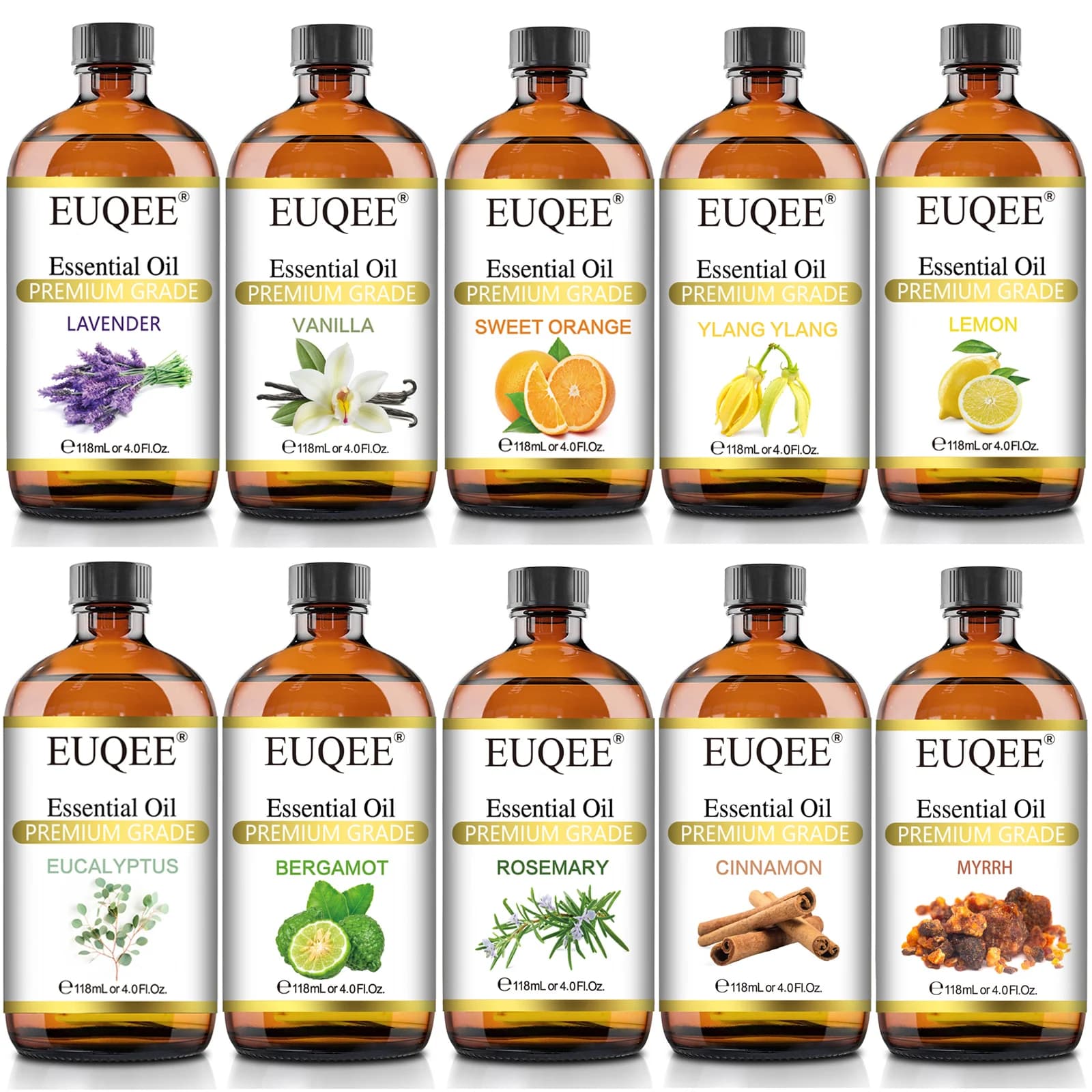 EUQEE 1 pièces 118ml huile essentielle naturelle pour diffuseur bougie à bricoler soi-même lavande Eucalyptus vanille bergamote aromathérapie