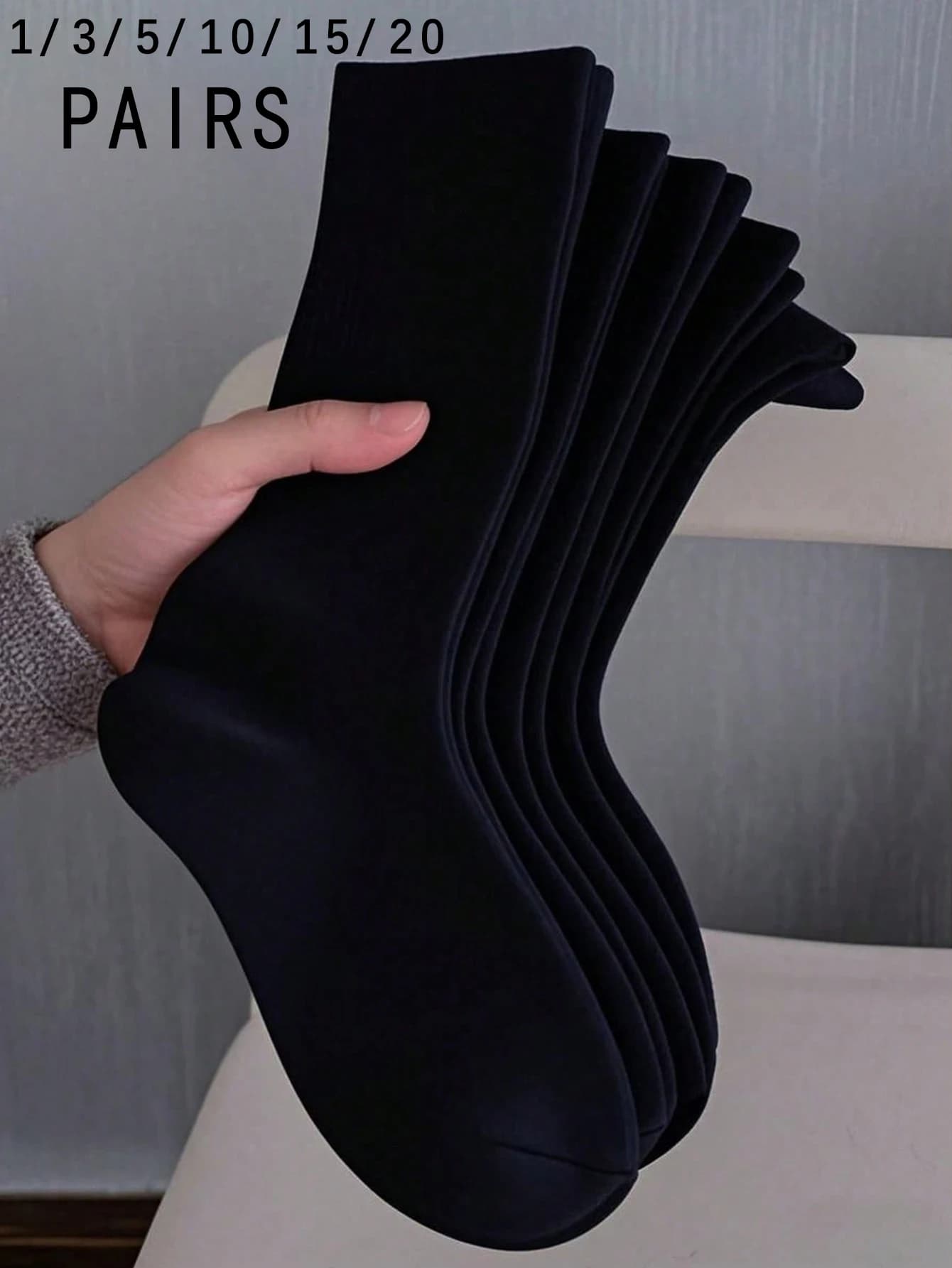 1/3/5/10/15/20 paires de chaussettes mi-mollet post-partum noir pur pour femmes