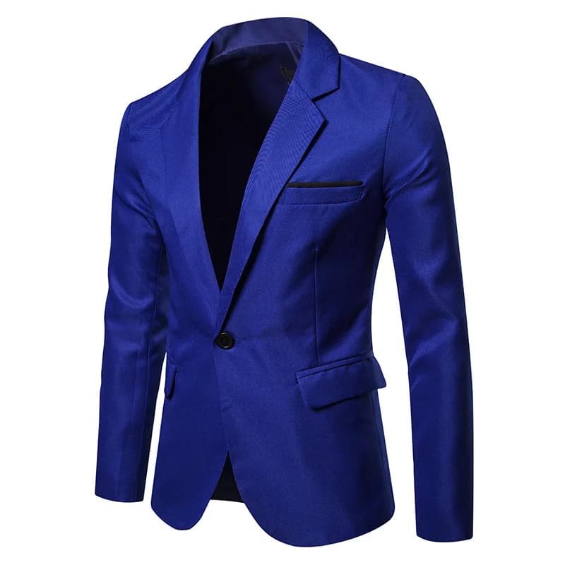 Blazer bleu Royal pour hommes, costume décontracté, couleur unie, veste manteau, taille XXXL, bouton unique B10