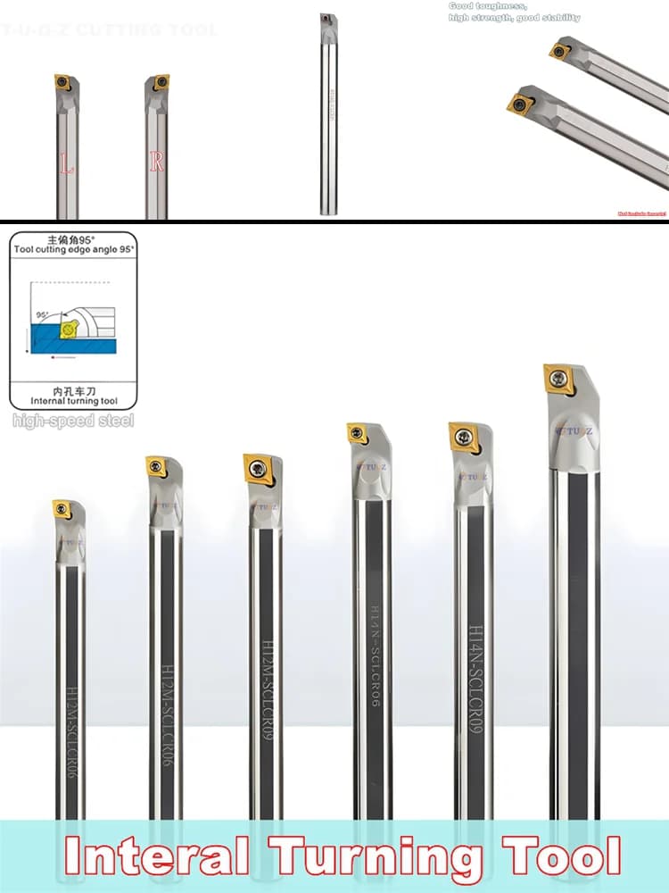 TUOZ SCLCR/SCLCL 95 °   Porte-outil antichoc HSS H05H H12M H16Q H25S, tige de tournage interne CNC, convient aux Inserts en carbure CCGT/CCMT
