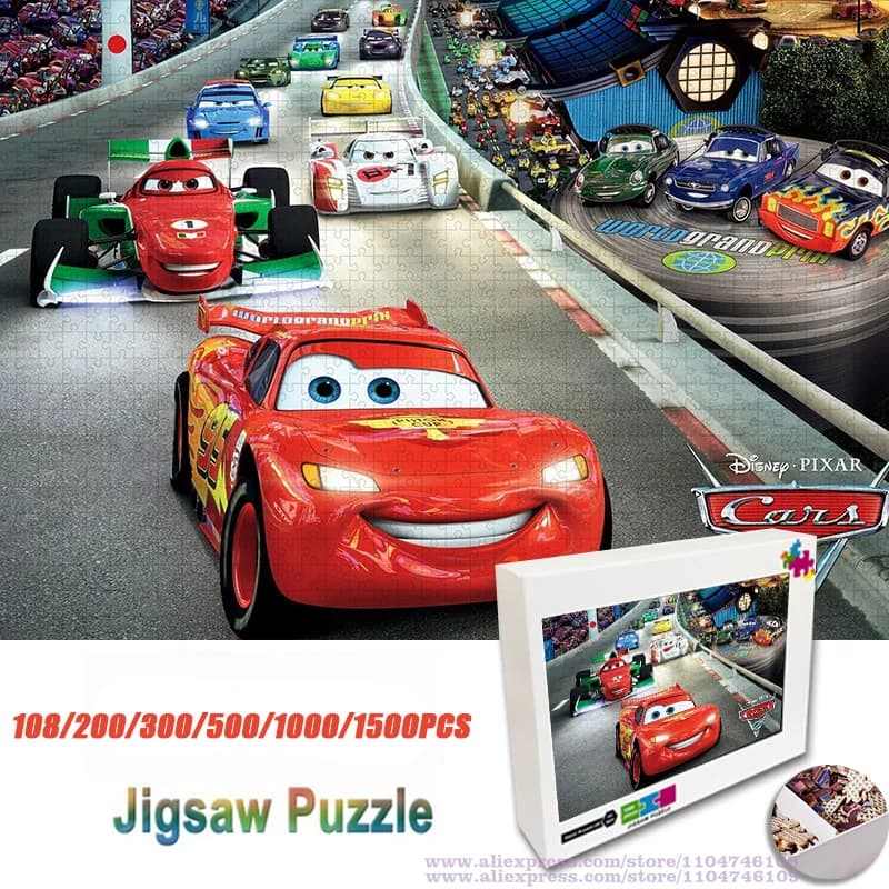 Puzzle de voitures de dessin animé Disney, 108/200/300/500/1000/1500 pièces, Puzzle d'intelligence pour filles, jouets éducatifs pour enfants,