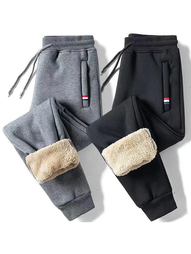 Hiver laine d'agneau chaud pantalons décontractés hommes Fitness Jogging pantalons de survêtement mâle solide cordon bas polaire pantalon droit
