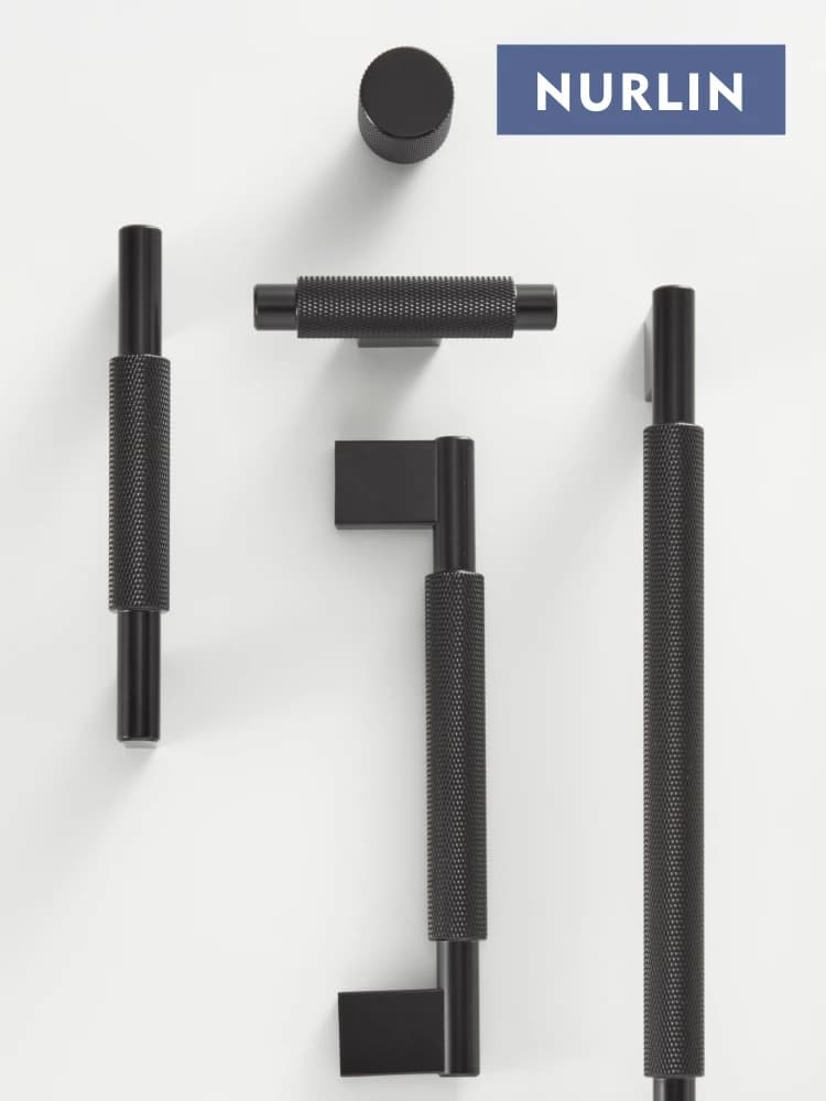 Nurlin-Poignée de meuble en laiton massif, moletée, motif croisé noir, pour Cisco, barre en T, réfrigérateur, porte, nervure, bar, cuisine