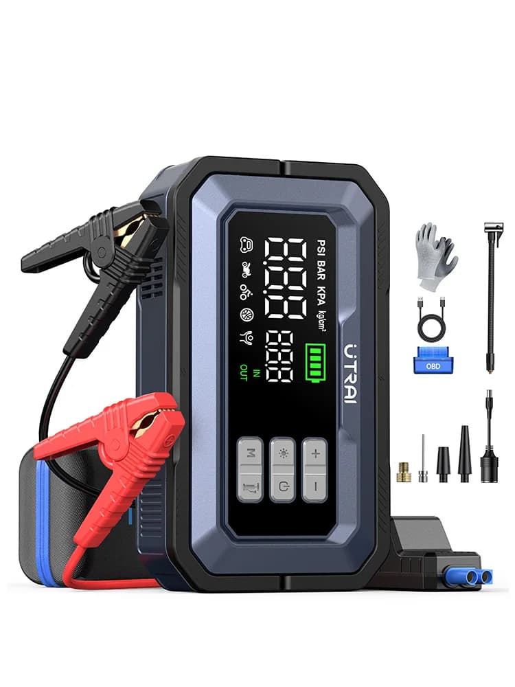 ​ ​ UTRAI Démarreur de saut de voiture tout-en-un 7000A avec compresseur d'air, diagnostic OBD et batterie externe Boosters d'urgence pour