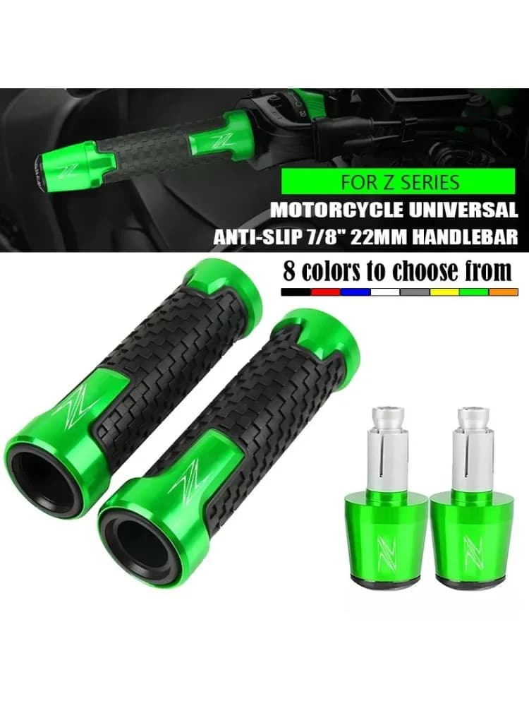 Poignées de guidon antidérapantes pour moto, 7/8 pouces, 22mm, extrémités de barre de poignée pour Z250 Z300 Z400 Z500 Z650/RS Z750 Z800 Z900/RS