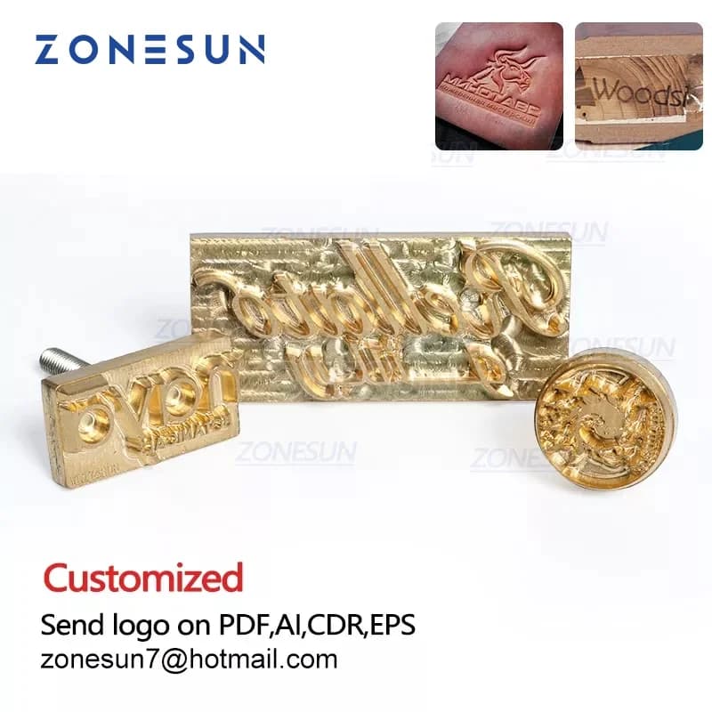 ZONESUN Logo personnalisé métal laiton marque fer moule pour bois cuir timbre conception gâteau pain Cliche moule chauffage gaufrage outil