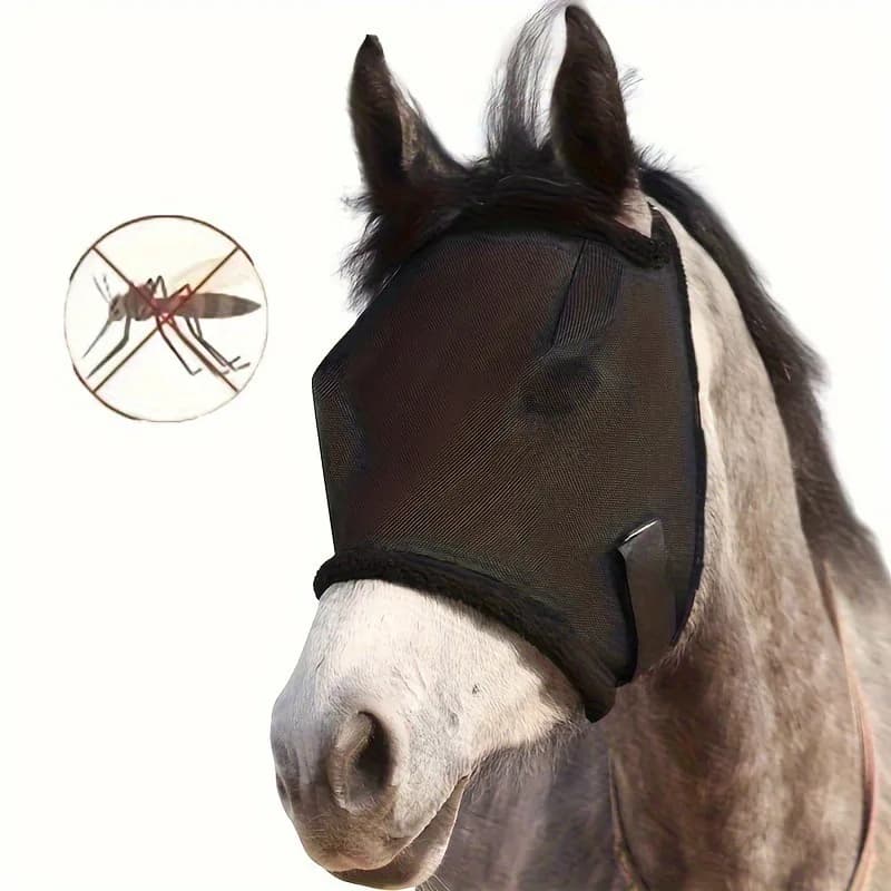 Masque facial équestre en maille pour cheval, avec pare-soleil, répulsif contre les insectes et conception ventilée, couvre-chef pour la protection