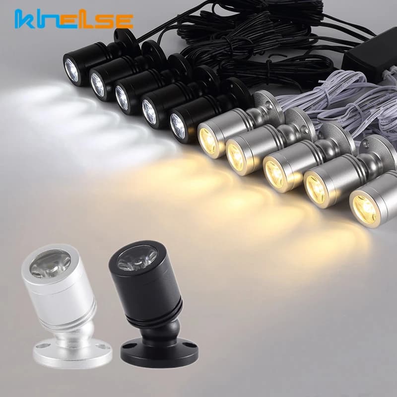 Mini projecteur LED DC5V, vitrine de bijoux, lampe d'armoire, Kit d'éclairage à gradation 1W, Angle réglable, Spot lumineux en aluminium, prise USB