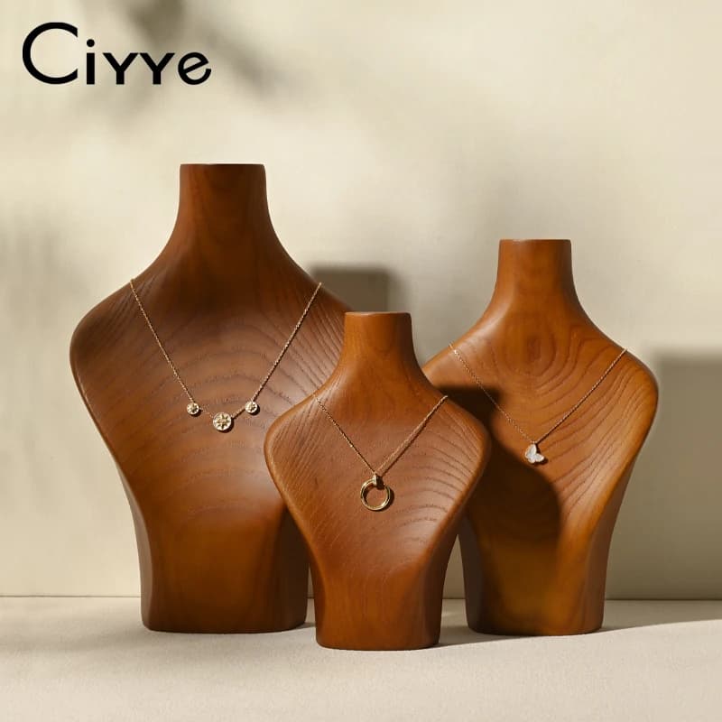 Présentoir à bijoux en bois massif haut de gamme Ciyye pour colliers et pendentifs, support de rangement de bijoux de comptoir pour magasin