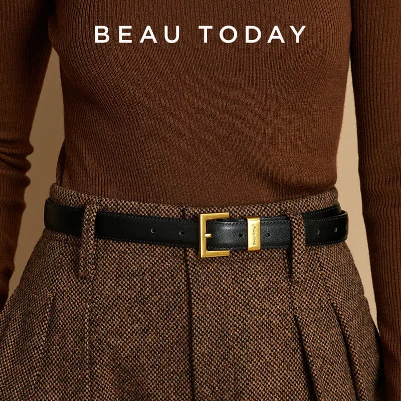 BEAUTODAY-Ceinture en jean pour femme, cuir fendu de vache, sangle dorée en métal, accessoires de robe, designer de luxe, environnement, 91093
