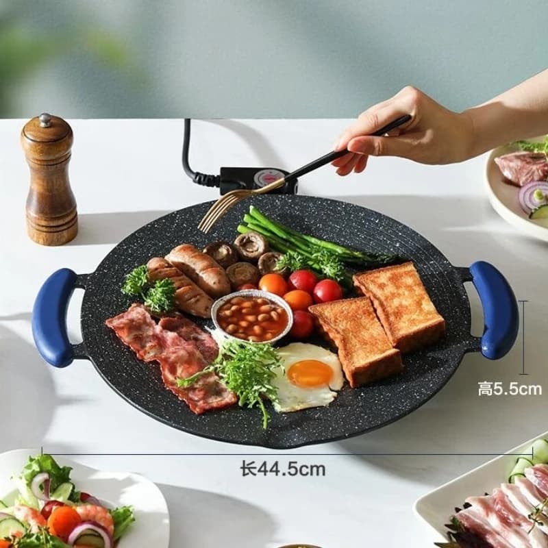 Grand Barbecue Électrique RKJ60 de 36cm en Fer Rond, Sans struction ée, de Style Coréen, 220V, pour Teppanyaki