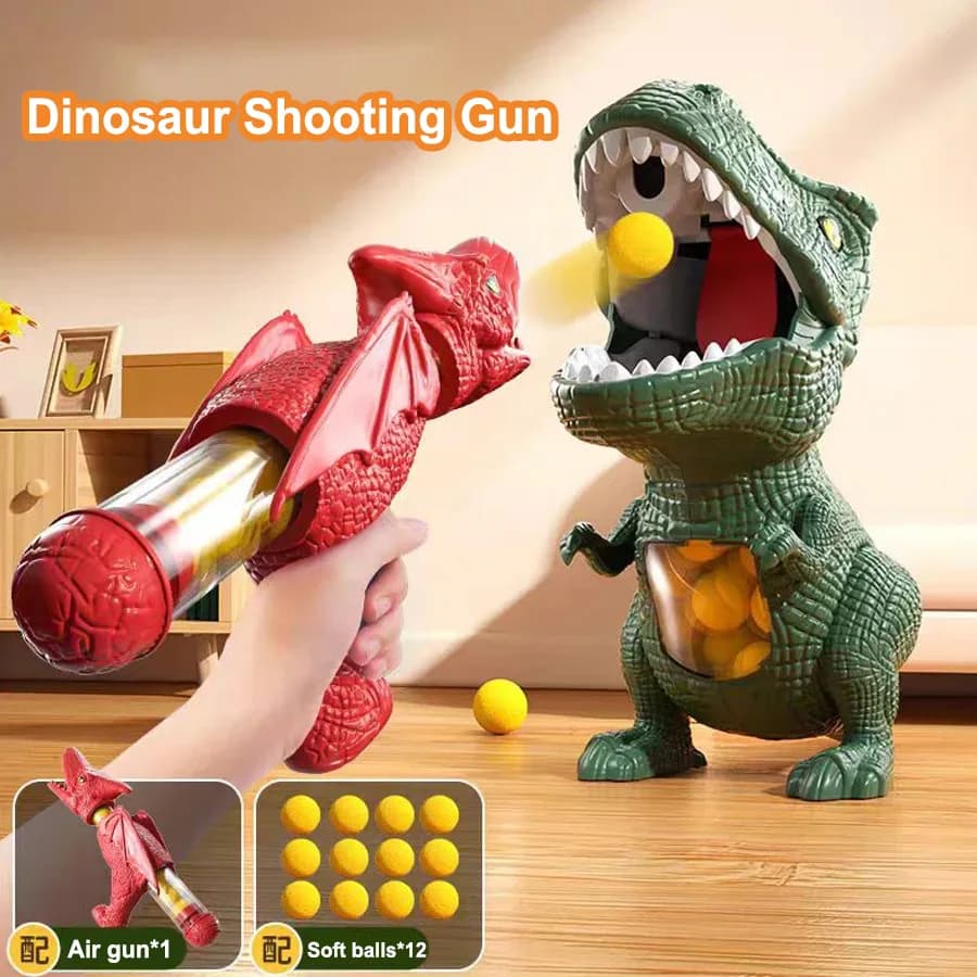 Jouet pistolet à balles souples dinosaure amusant, tir au tiranosaurus, ensemble de jouets interactifs parent-enfant, pistolet à balles souples à