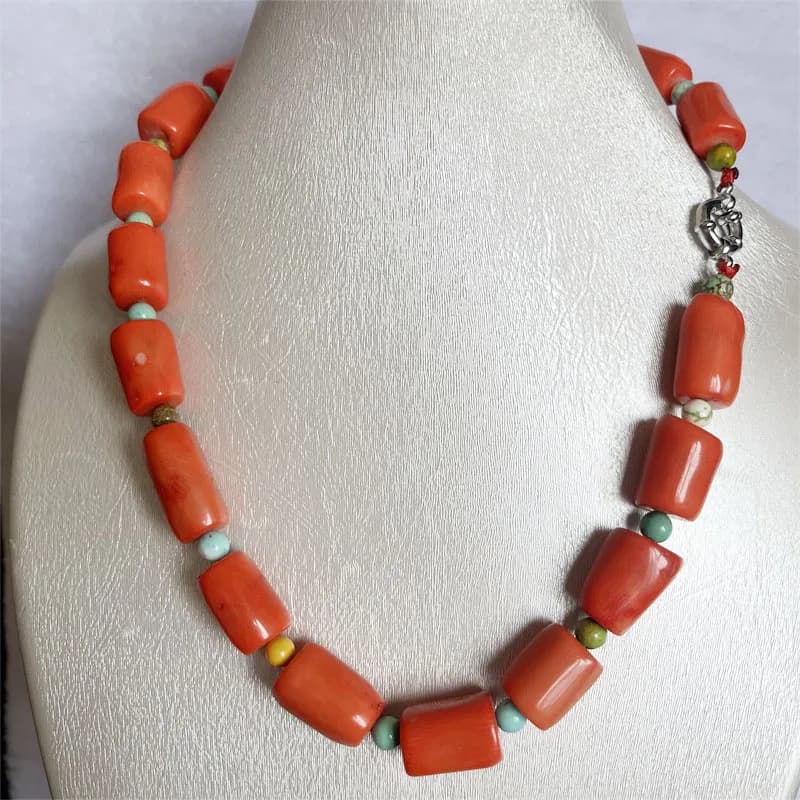 Magnifique collier turquoise verte de forme libre pour femme, tour de cou court, collier de luxe, cadeau de bijoux, orange, mer, original, 17-20-25mm