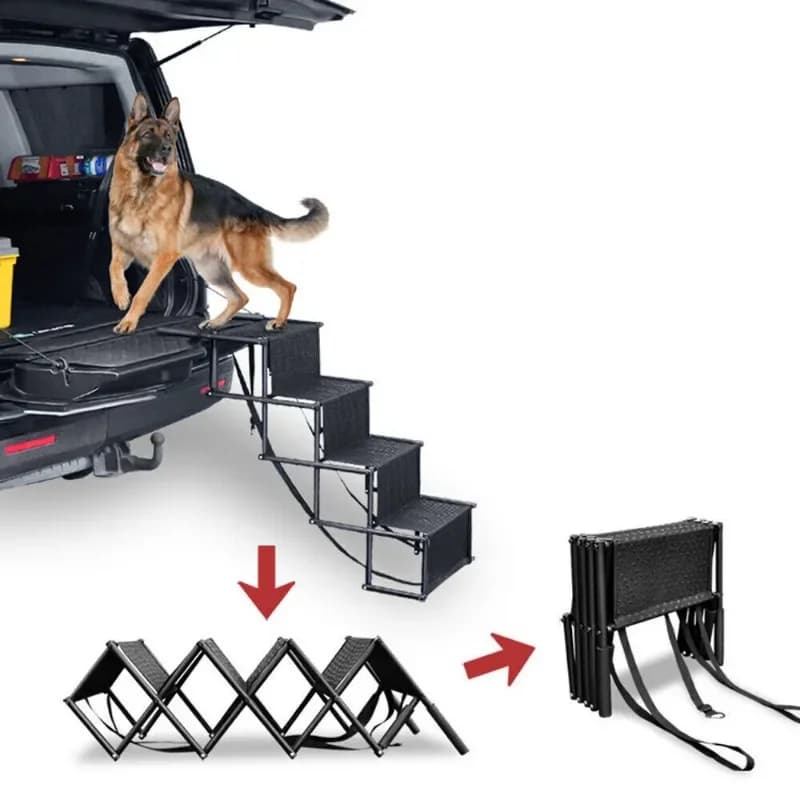 Rampes pliantes portables pour animaux de compagnie avec sangle, escalier pour chien à 4 marches, rampe pour voiture, SUV, camion, anti-ald, métal