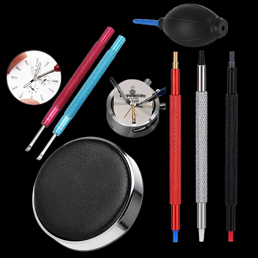 Kits de réparation de montres, souffleur en caoutchouc et tampons de protection contre la poussière, stylo aiguille, brosse de nettoyage, ensemble