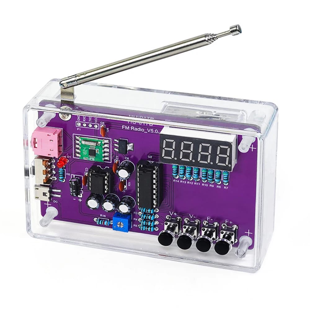 Kit radio multifonction HU-017A, 87~108 MHz, radio FM réglable, module DIY, affichage numérique LED, volume réglable