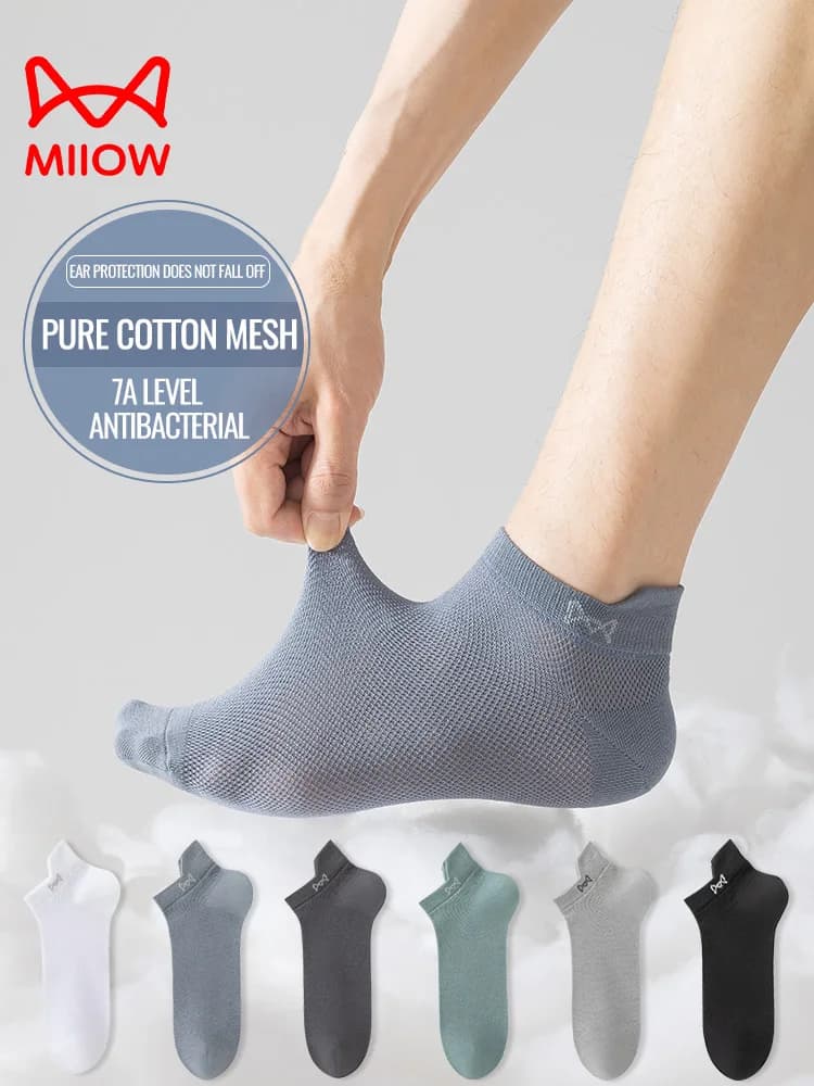 MiiOW pur coton chaussette courte hommes été Anti-transpiration déodorant respirant Sport antidérapant Invisible cheville chaussette robe