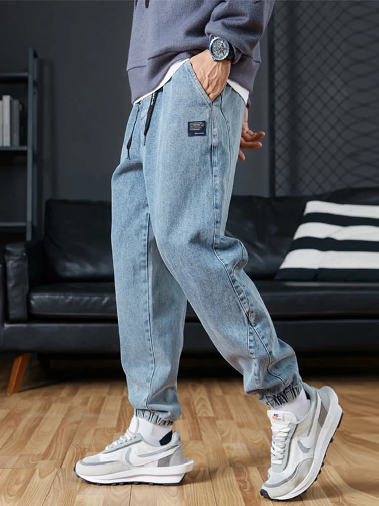 Jean de jogging grande taille pour hommes 6XL 7XL 8XL Streetwear noir bleu pantalon Cargo en Denim décontracté coton extensible jean conique