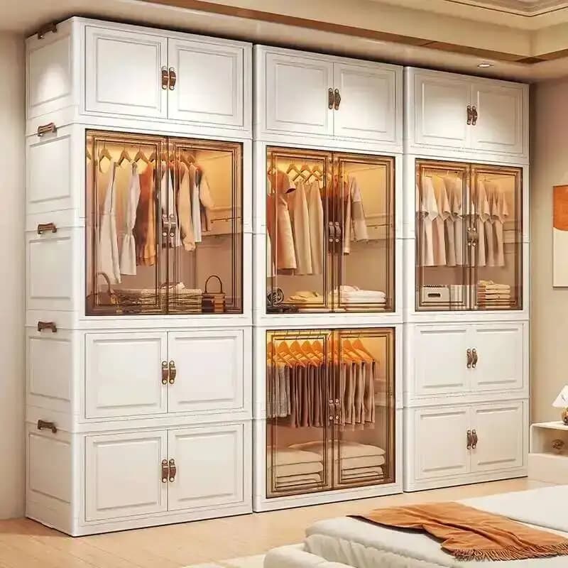 Porte chambre luxe cloisons organisateur rangement armoire gain de place pas cher Simple placard vêtements Vestidores meubles à la mode