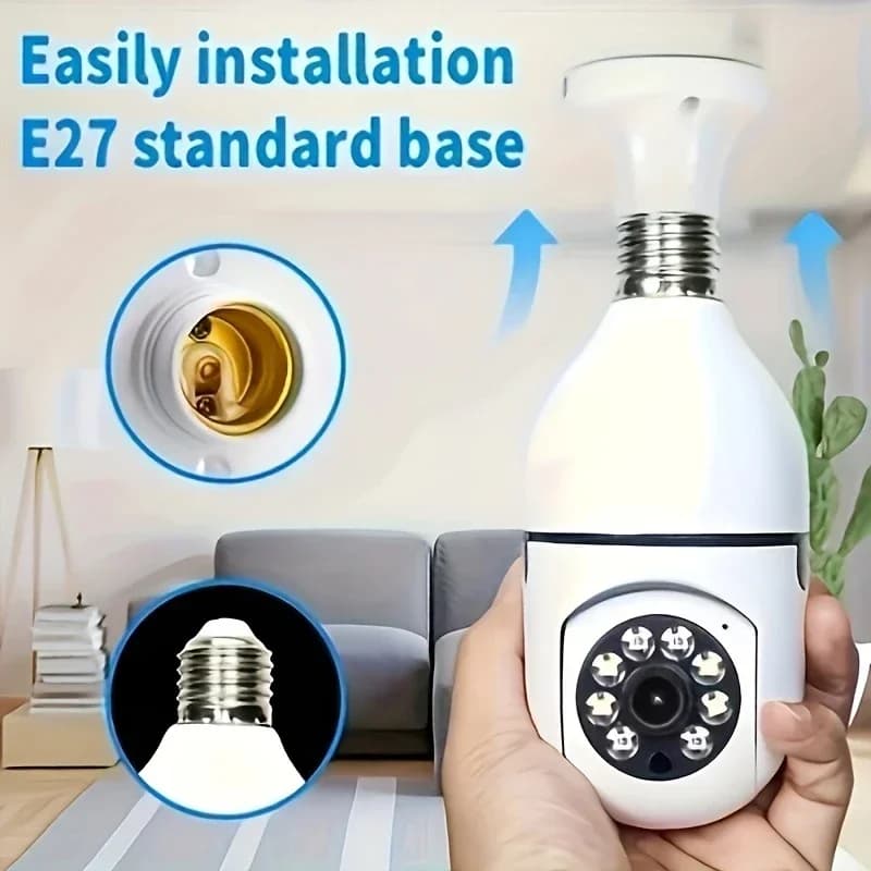 2Pc Ease Life APP-ampoule caméras de sécurité caméra WiFi sans fil extérieure 5GHz, 360 degrés, E27 prise de lumière vis en sécurité